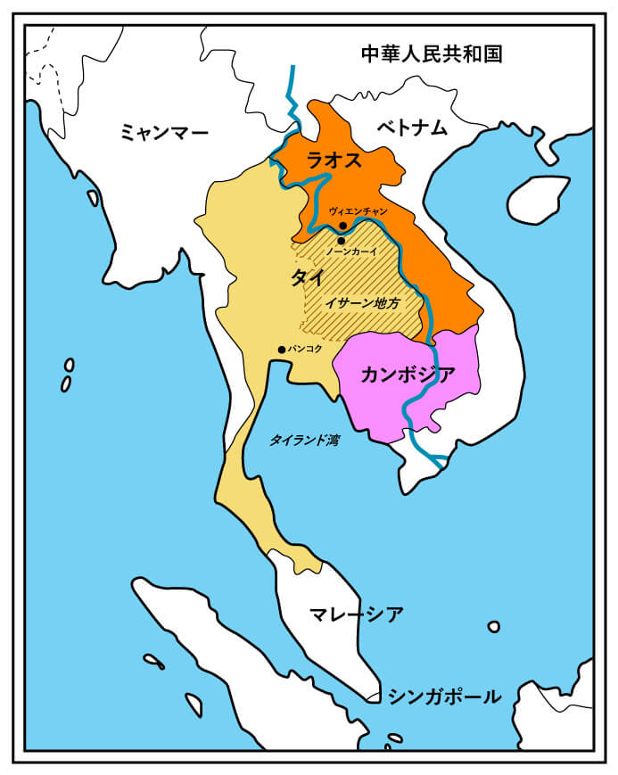 タイ周辺の地図。